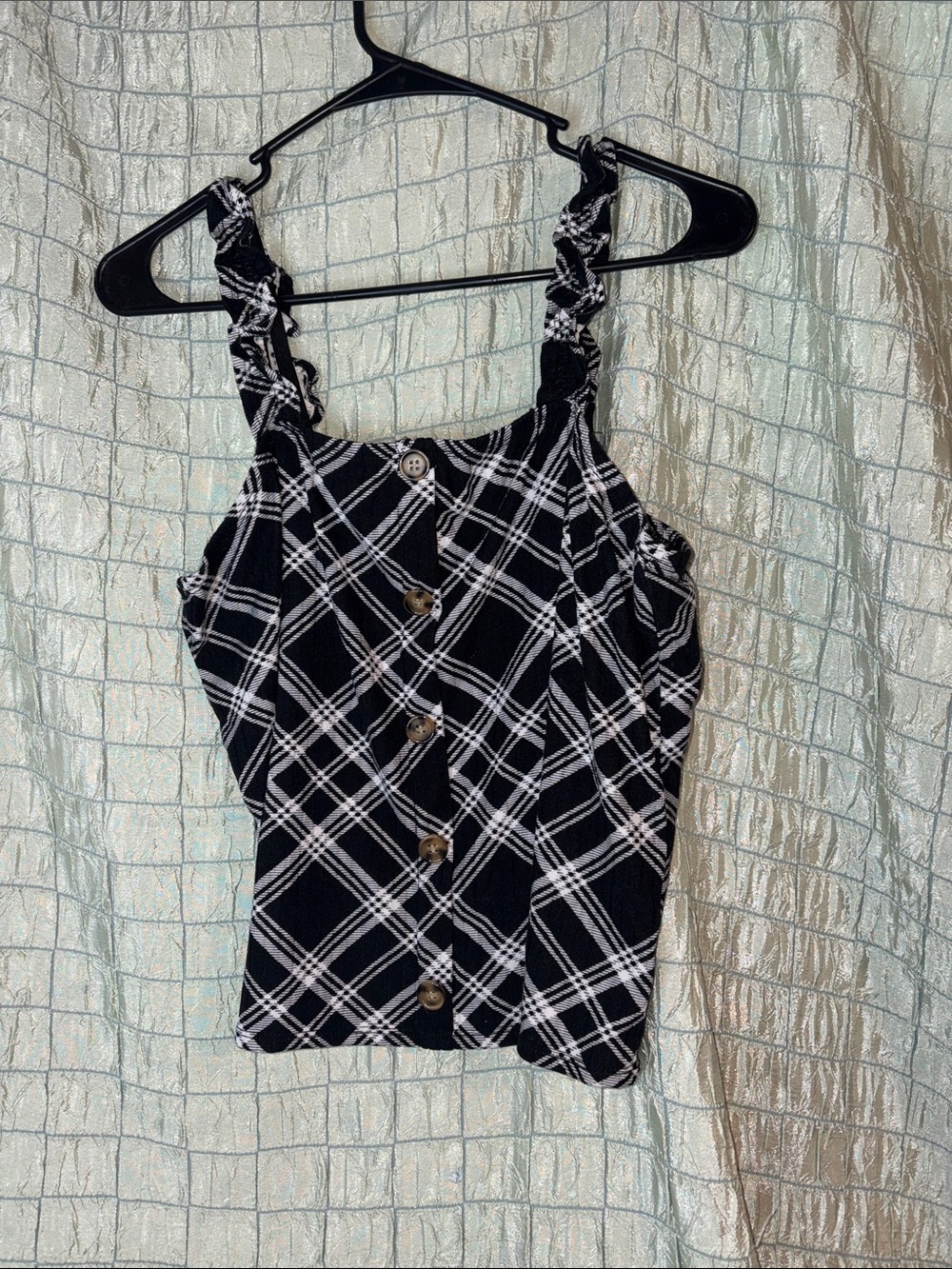 NOBO Black and White Plaid Button-Front Camisole